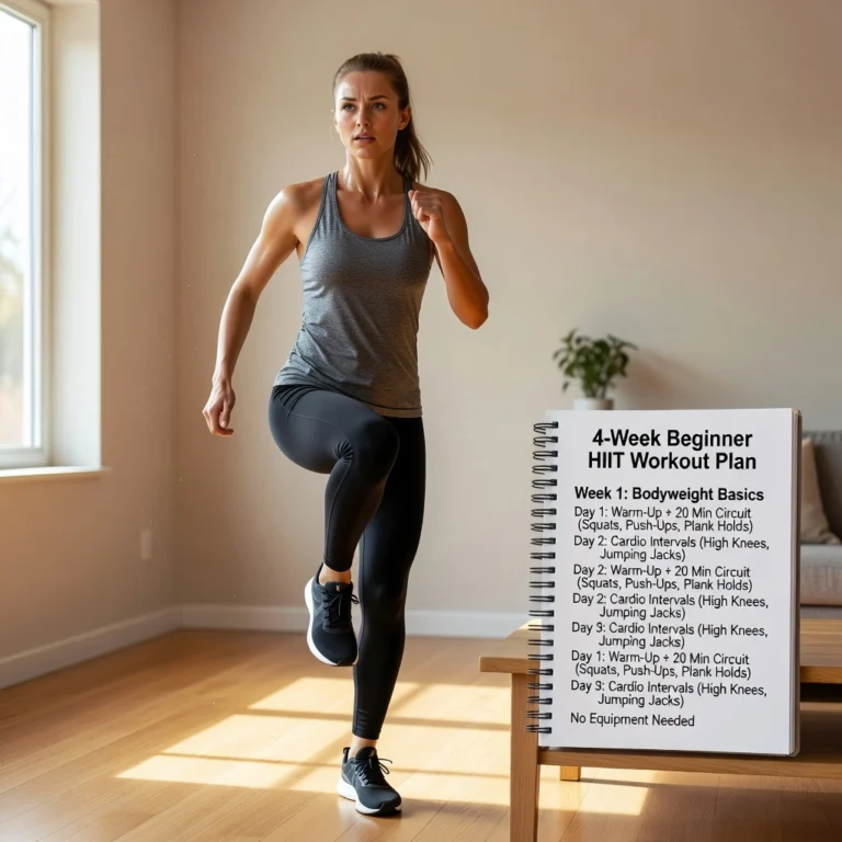 4-Week Beginner HIIT Workout Plan at Home — No Equipment Needed