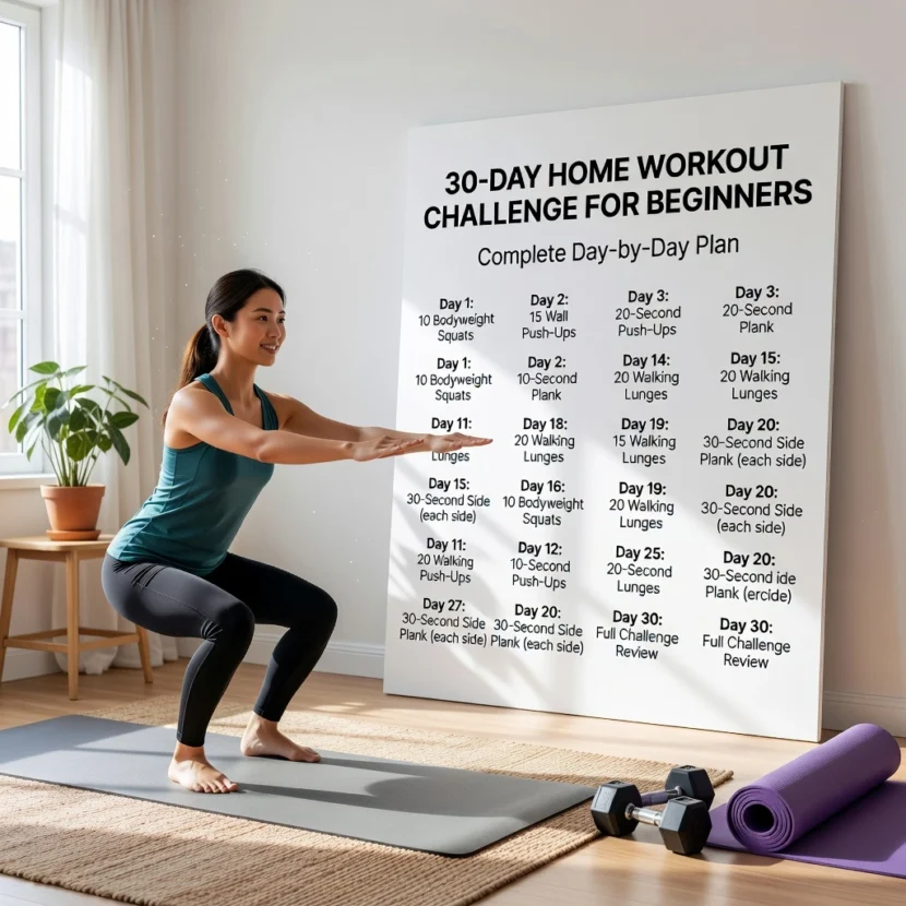 30-Day Home Workout Challenge for Beginners: Complete Day-by-Day Plan